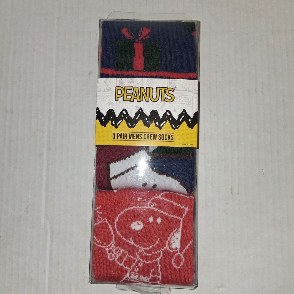 Peanuts Men's Crew Socks 3 Pack Snoopy Charlie Brown